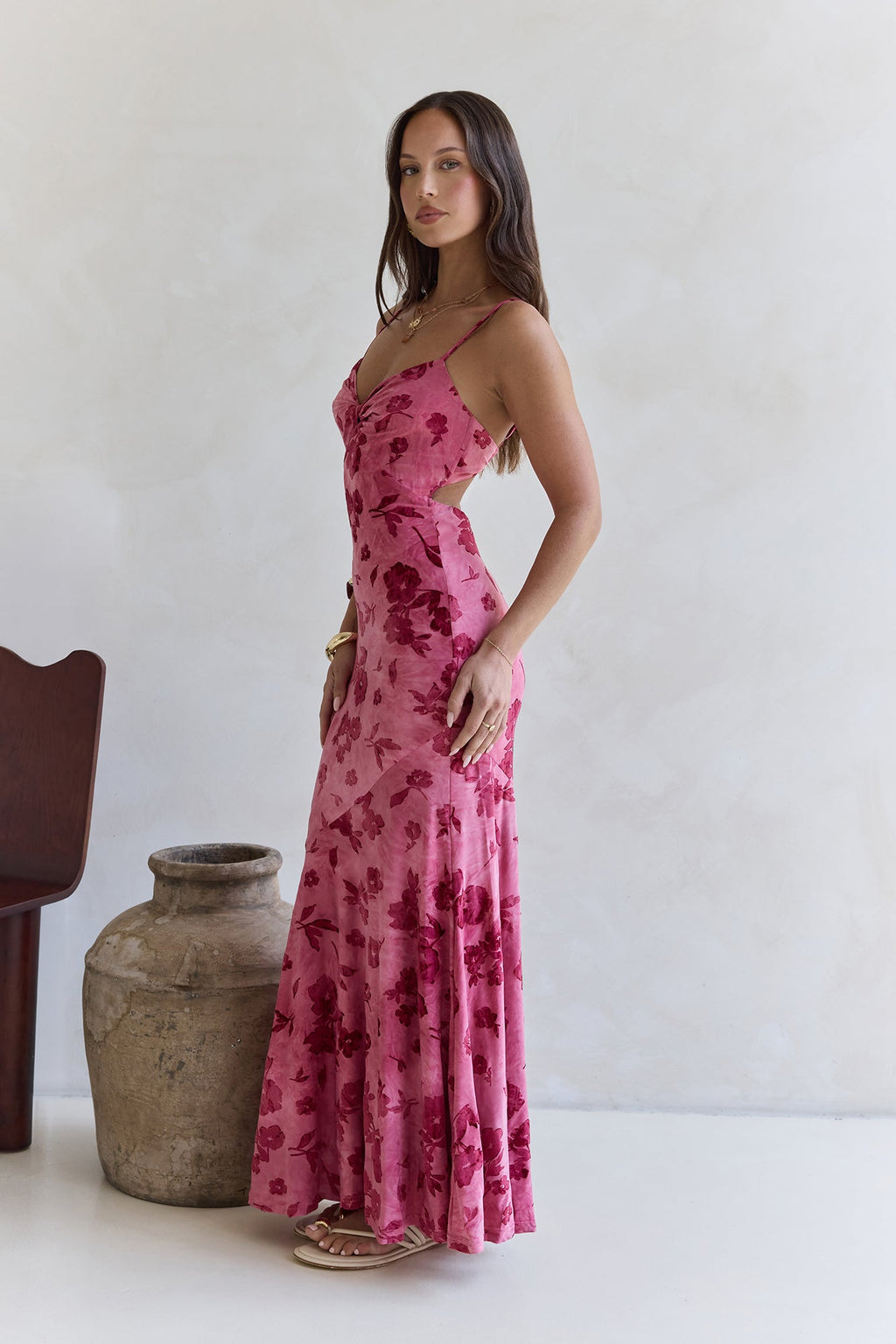 Bed Of Flowers Mesh Maxi Dress Pink