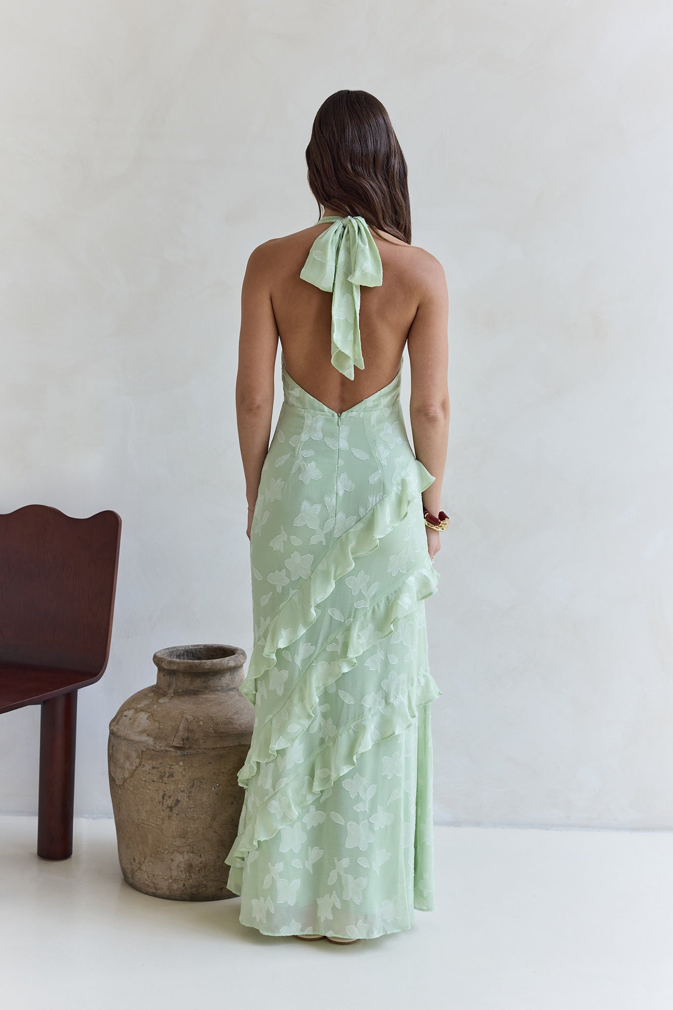 Dream Catchers Halter Maxi Dress Green