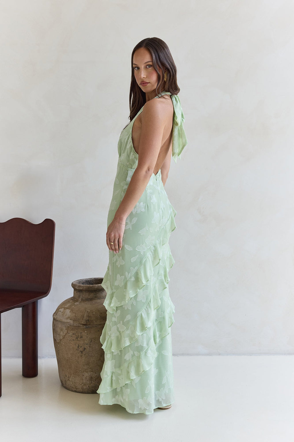 Dream Catchers Halter Maxi Dress Green