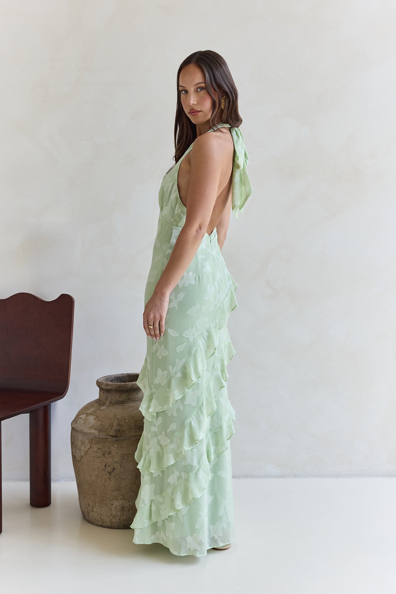 Dream Catchers Halter Maxi Dress Green