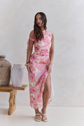 Hibiscus Off Shoulder Maxi Dress Pink