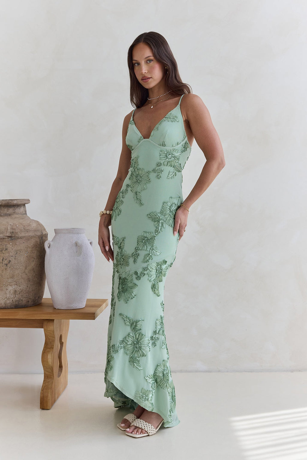 Just As Sweet Mesh Maxi Dress Sage