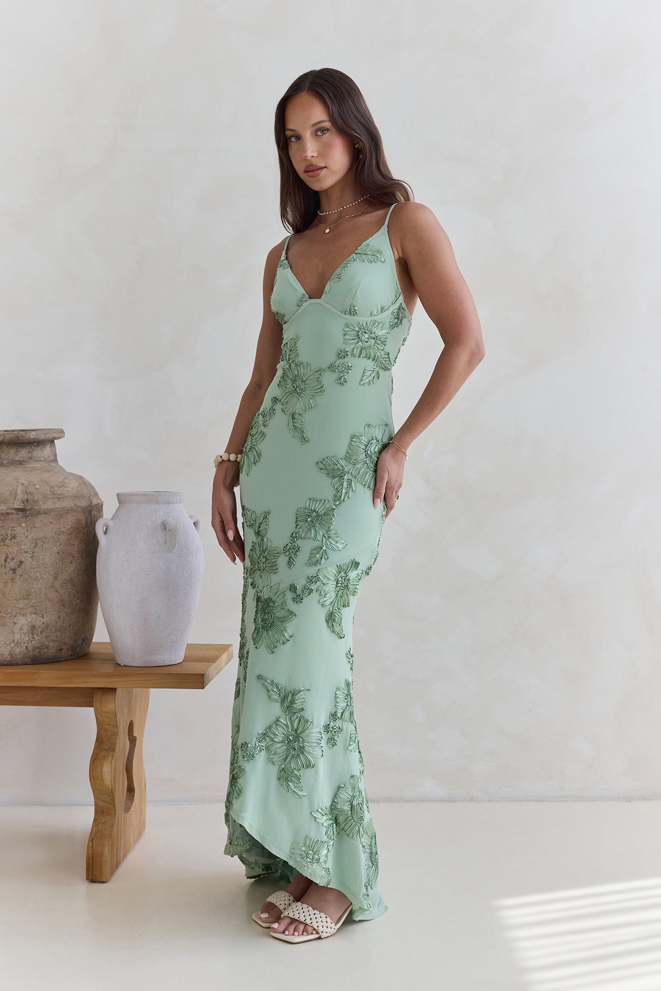 Just As Sweet Mesh Maxi Dress Sage
