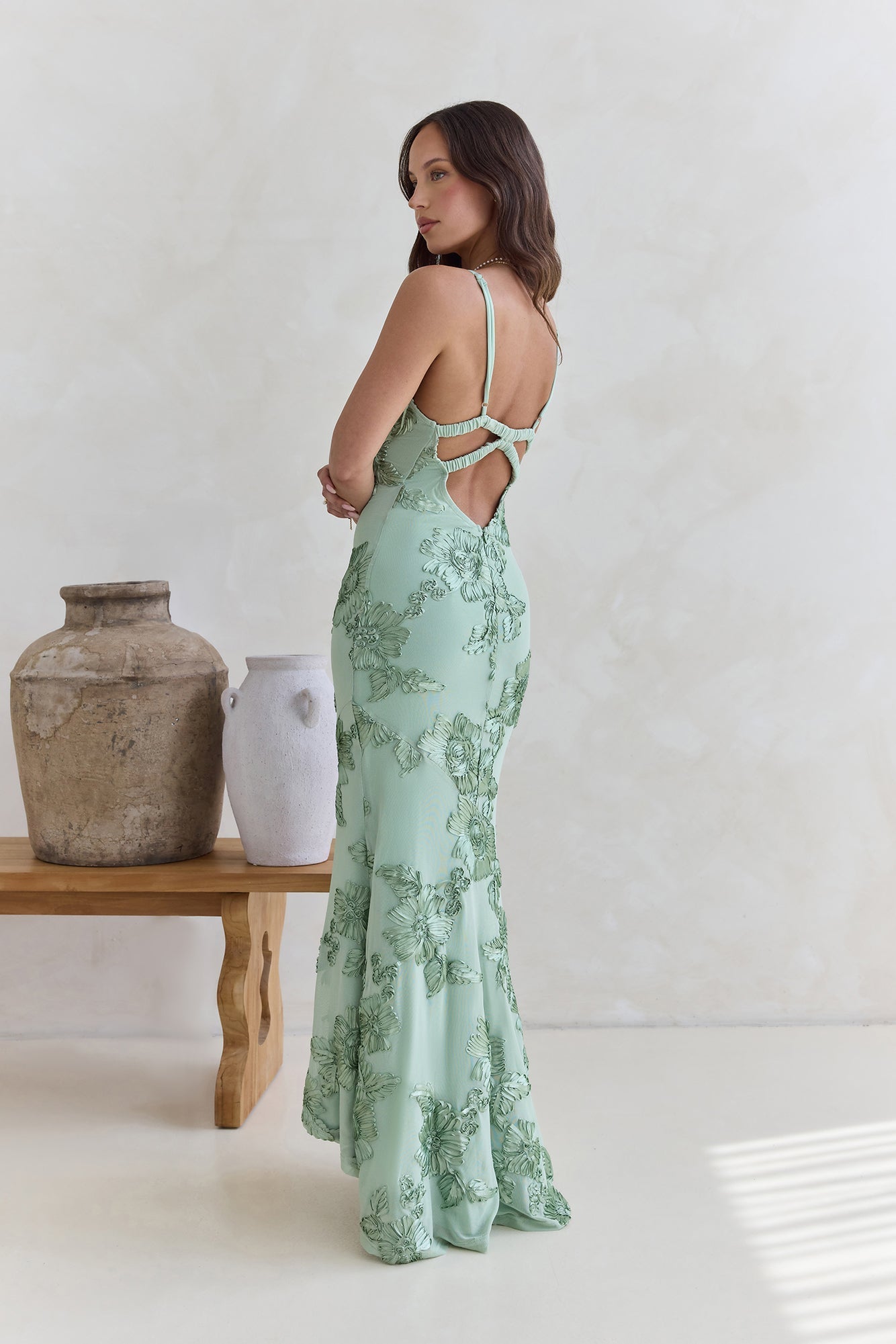 Just As Sweet Mesh Maxi Dress Sage