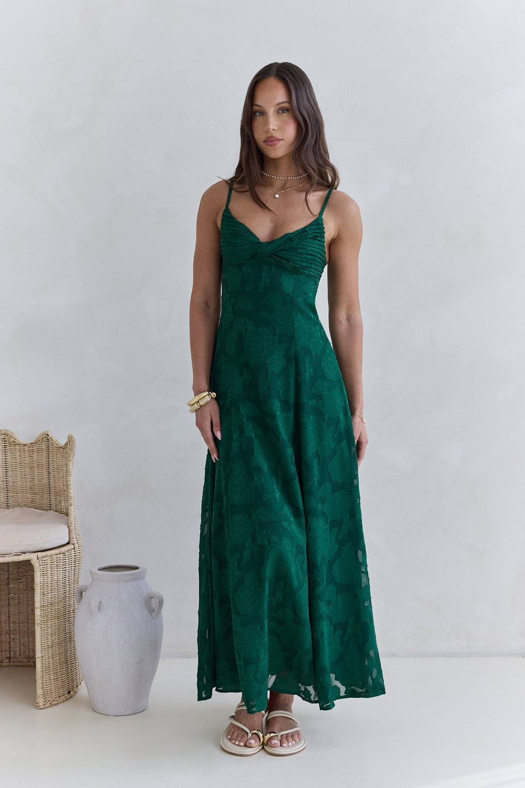 Habita Maxi Dress Forest Green
