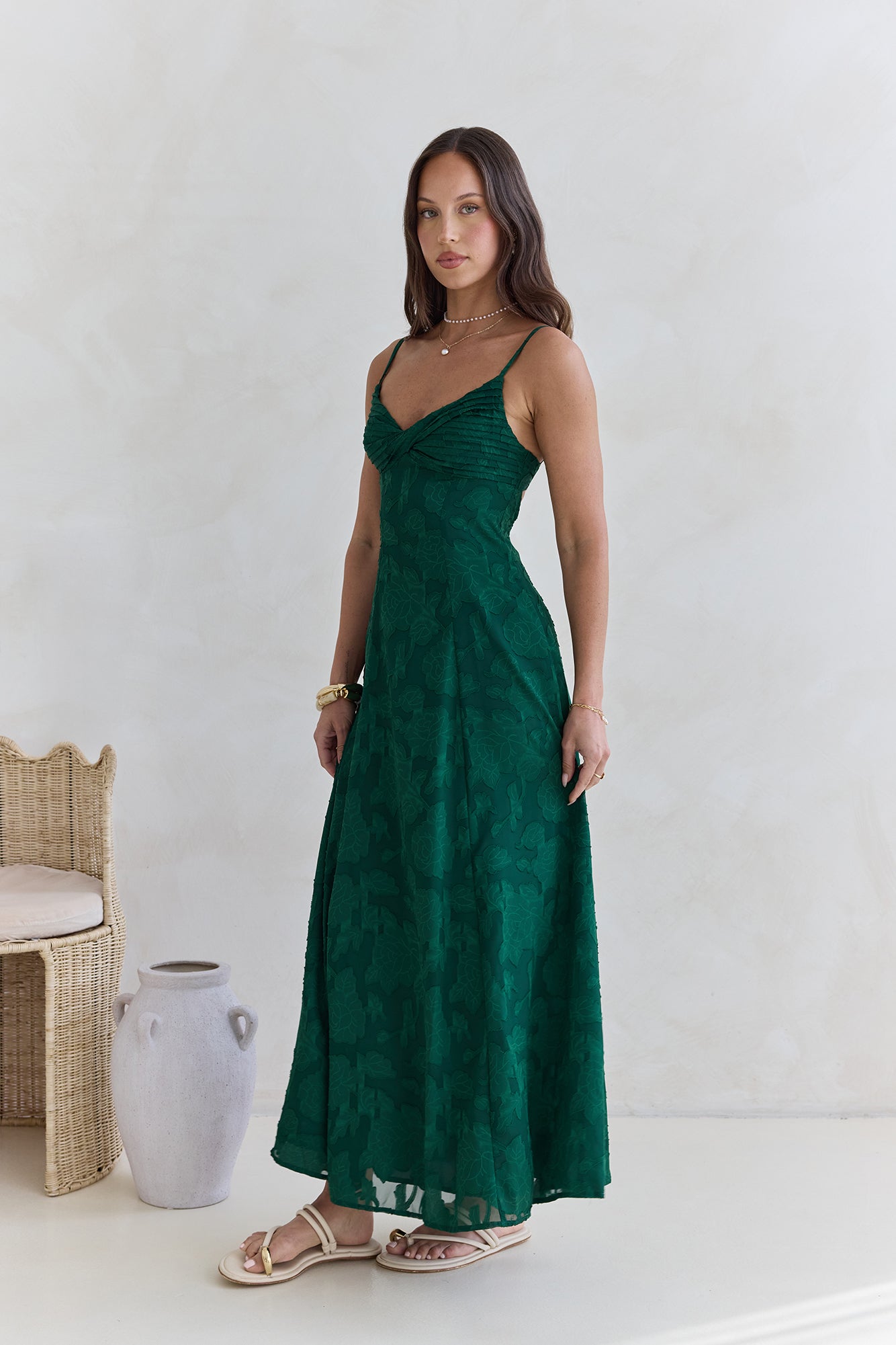 Habita Maxi Dress Forest Green