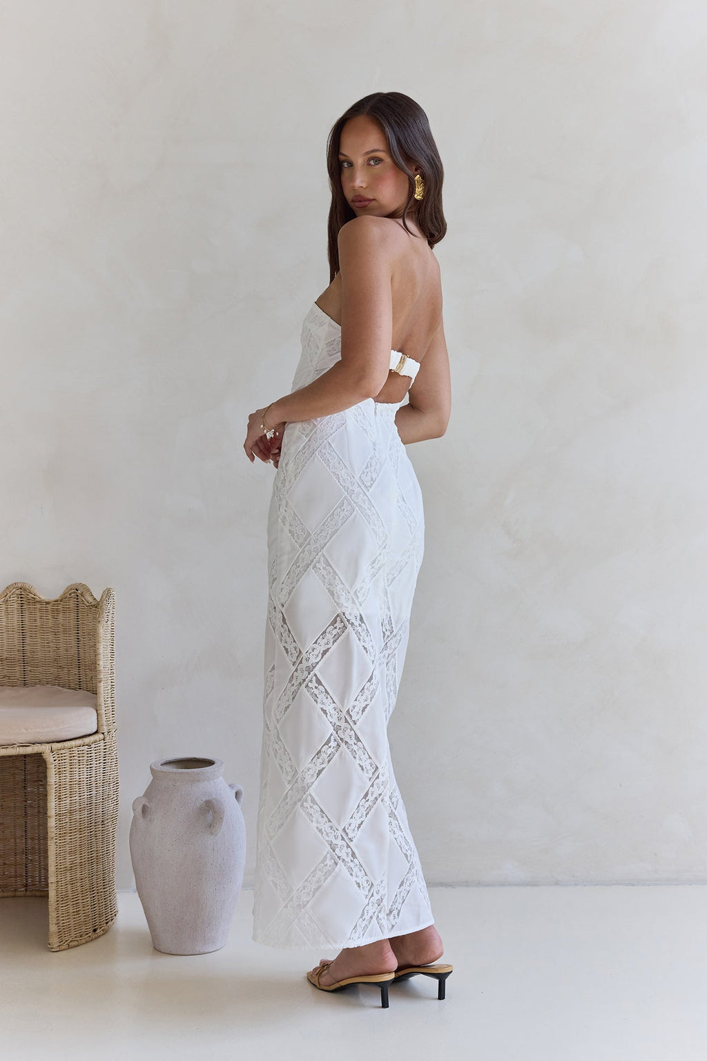 Ocean Air Oasis Strapless Maxi Dress White