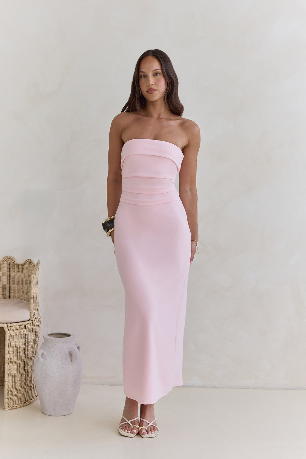 Sunny Daze Strapless Maxi Dress Pink
