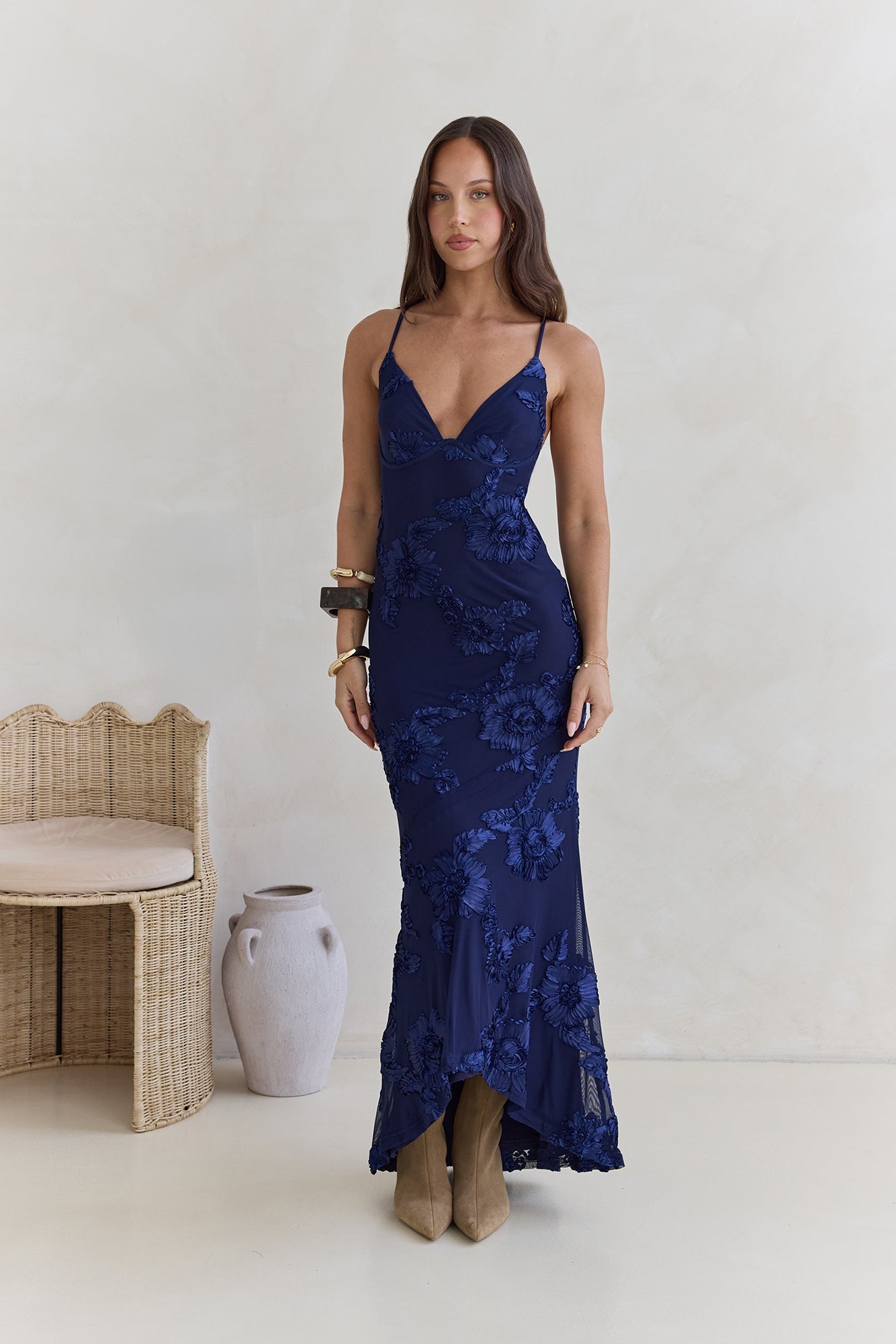Love For You Mesh Maxi Dress Navy