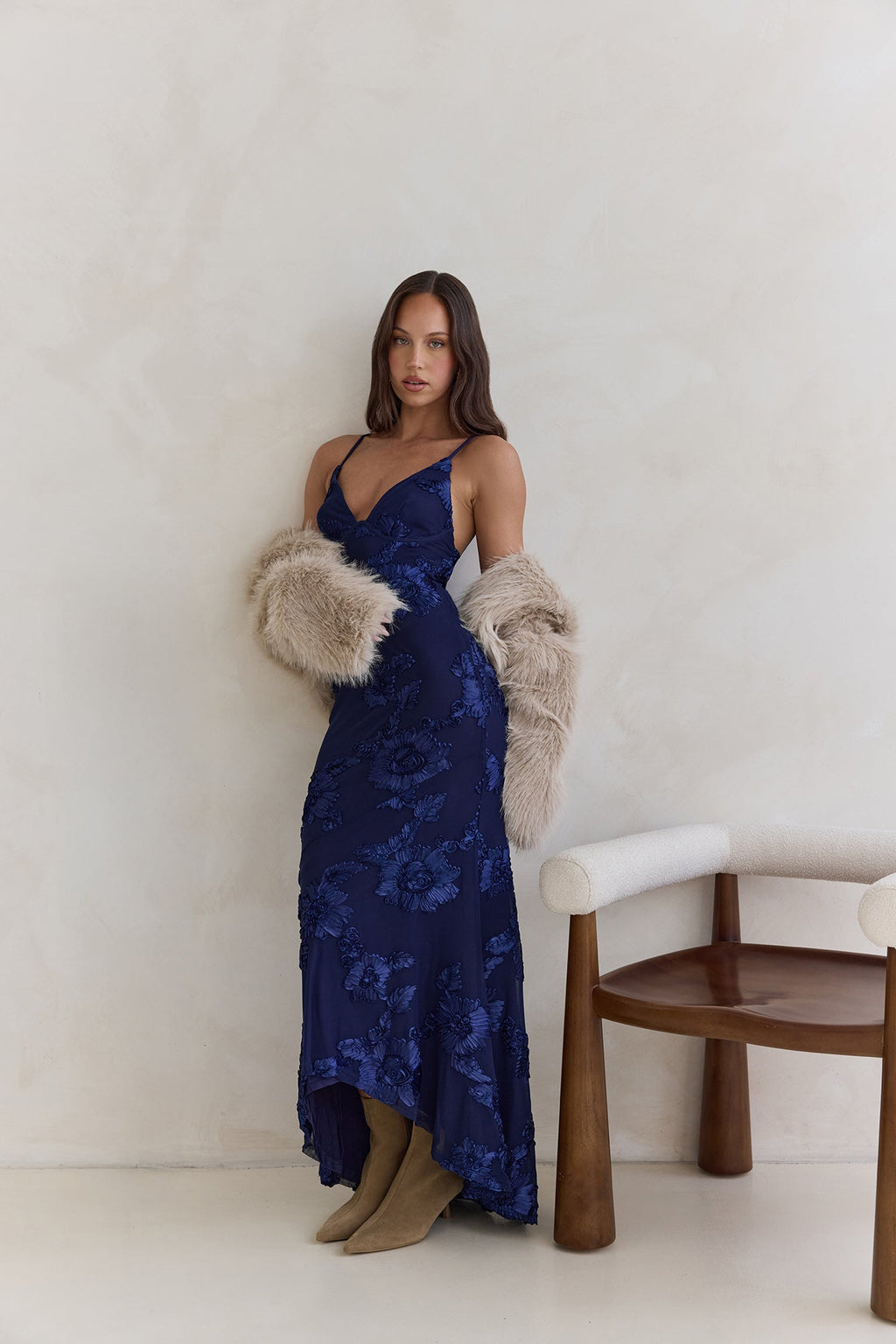 Love For You Mesh Maxi Dress Navy