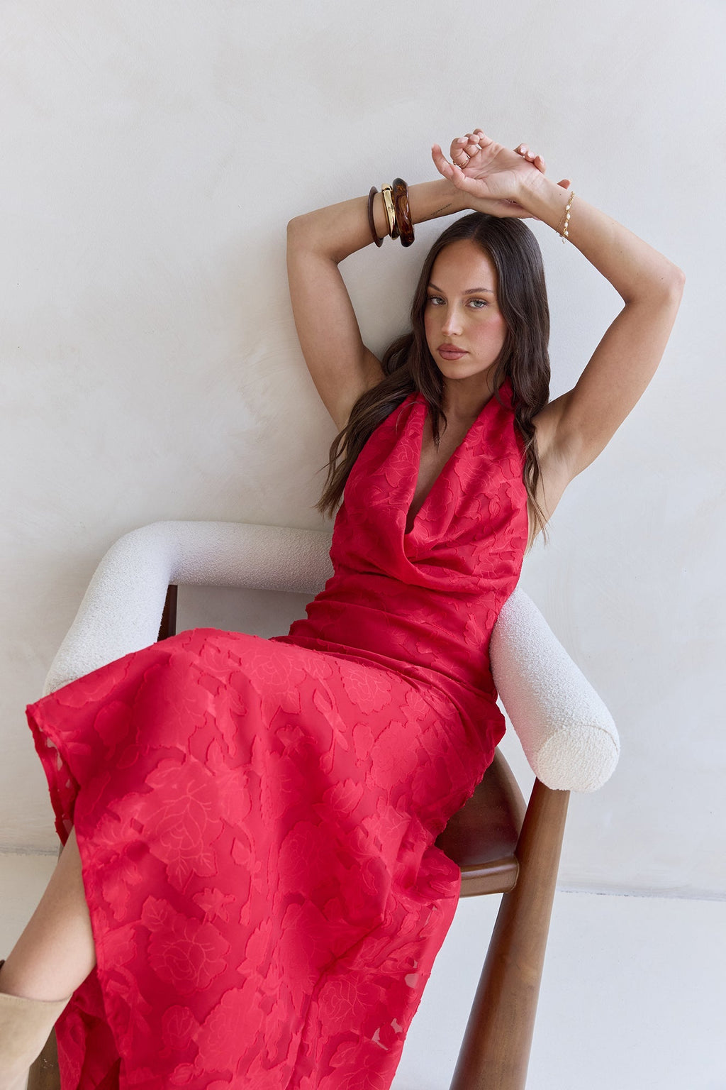 More And More Halter Maxi Dress Red