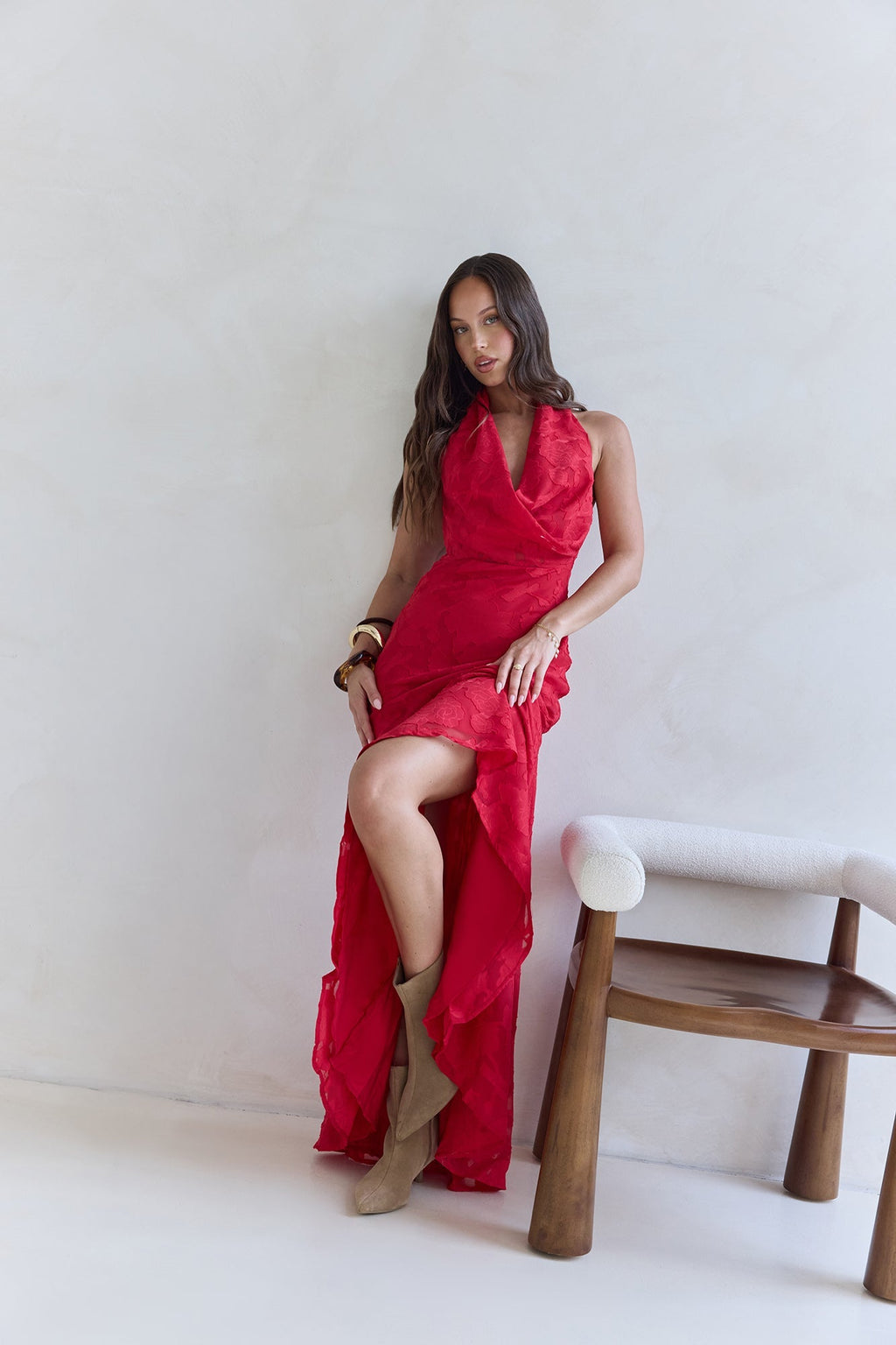 More And More Halter Maxi Dress Red