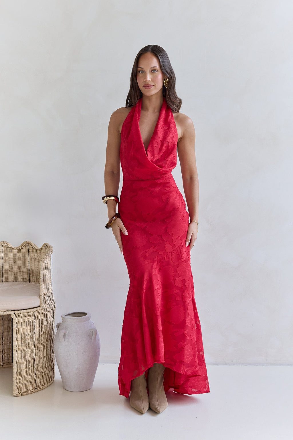 More And More Halter Maxi Dress Red