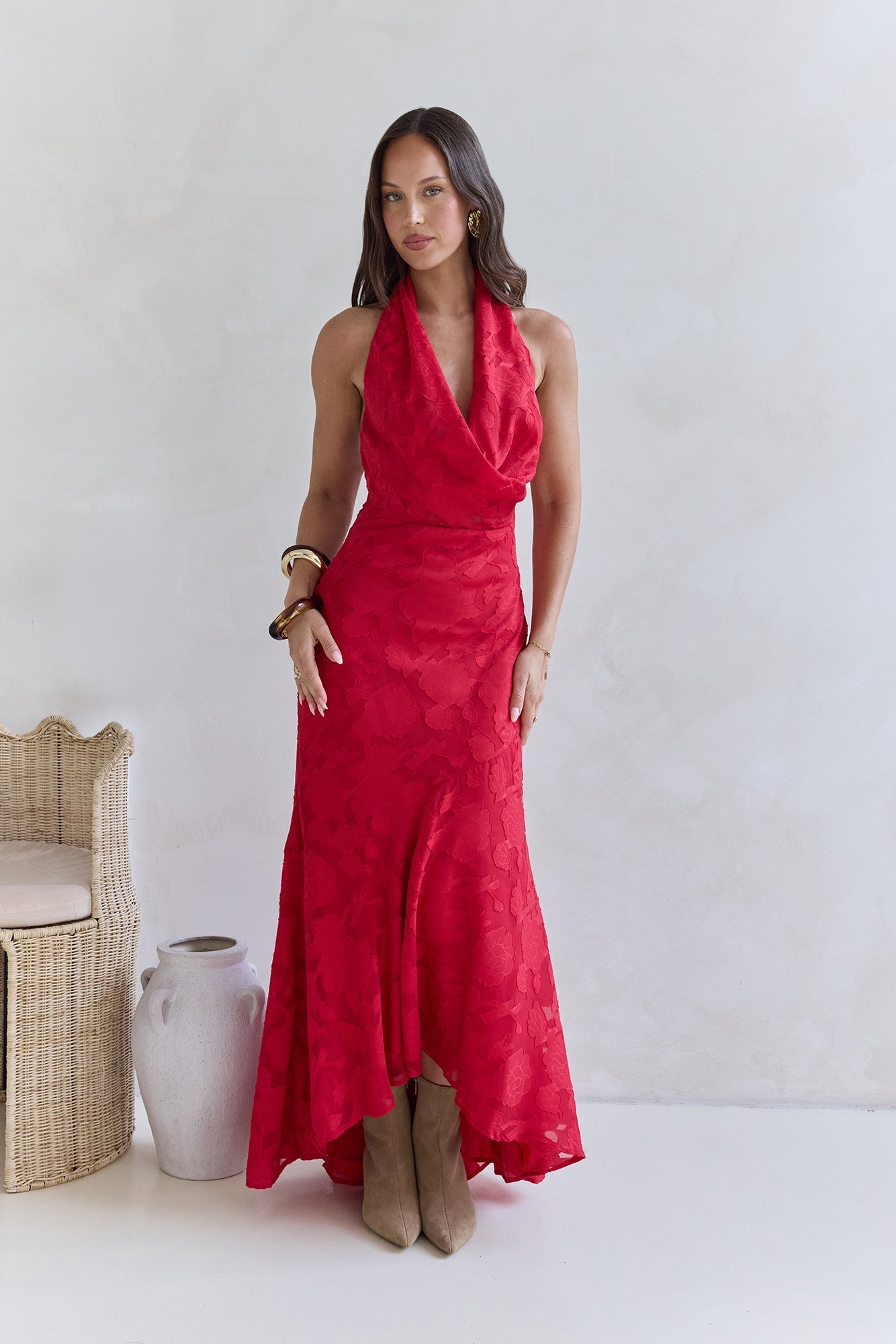 More And More Halter Maxi Dress Red