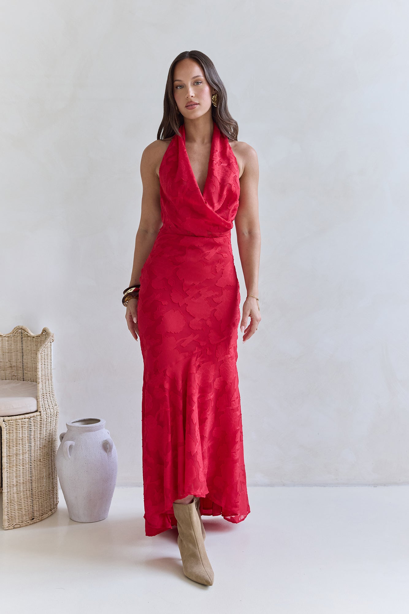 More And More Halter Maxi Dress Red