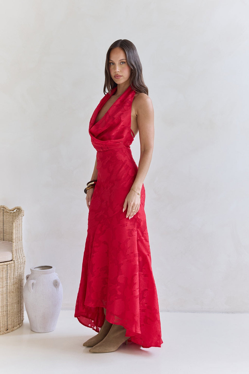 More And More Halter Maxi Dress Red