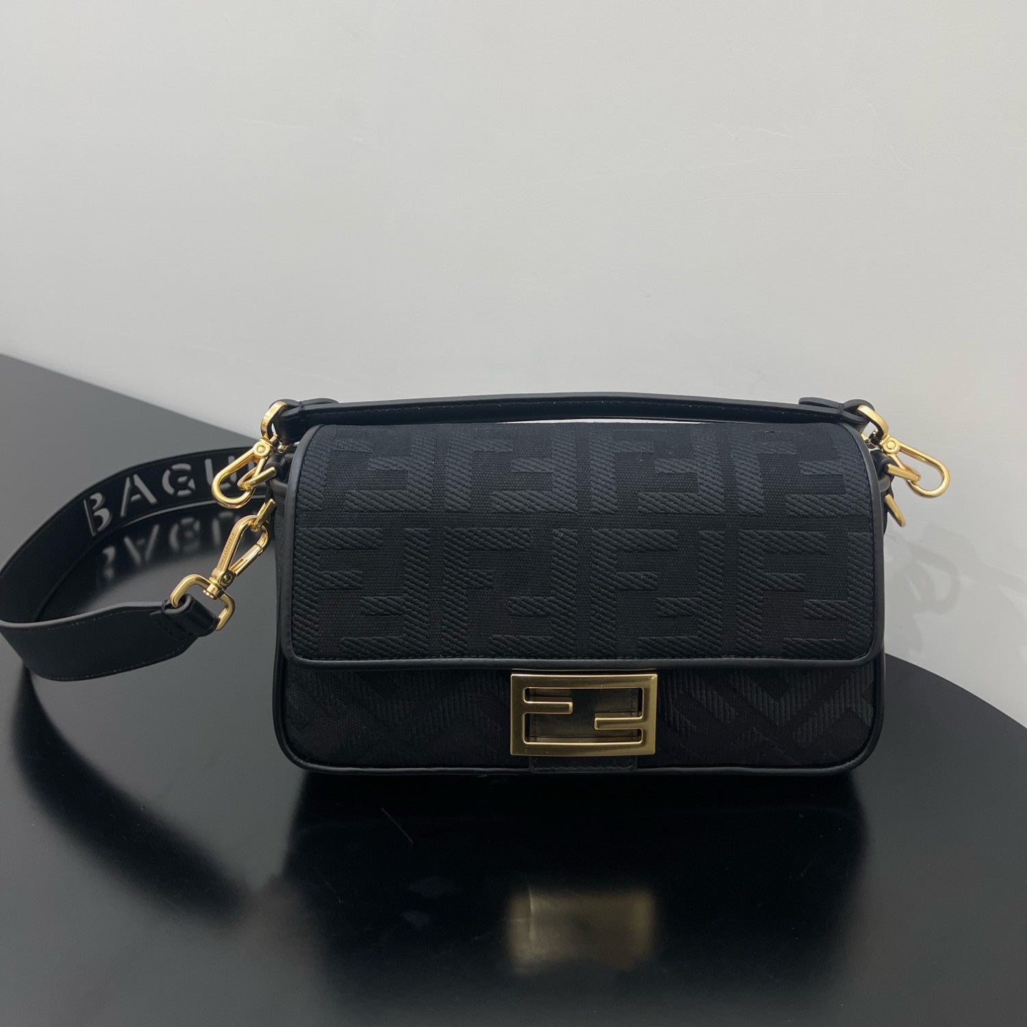 Fendi Women's FF Printed Flap Magnetic Clasp Closure Jacquard Fabric Baguette Bag Shoulder Tote Handbag Bags #76386