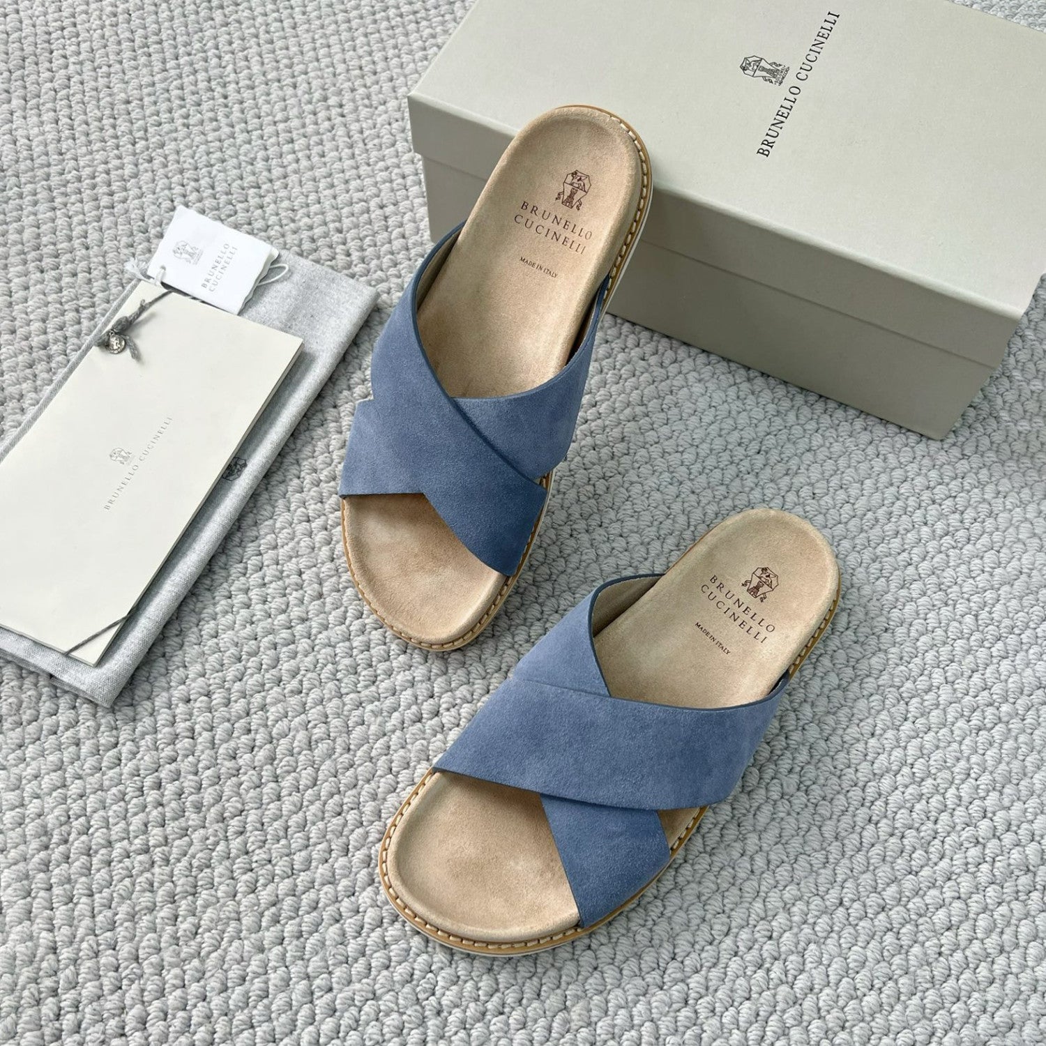 Brunello Cucinelli Men's Summer Solid Color Suede Leather Sandals Slippers Shoes #77385