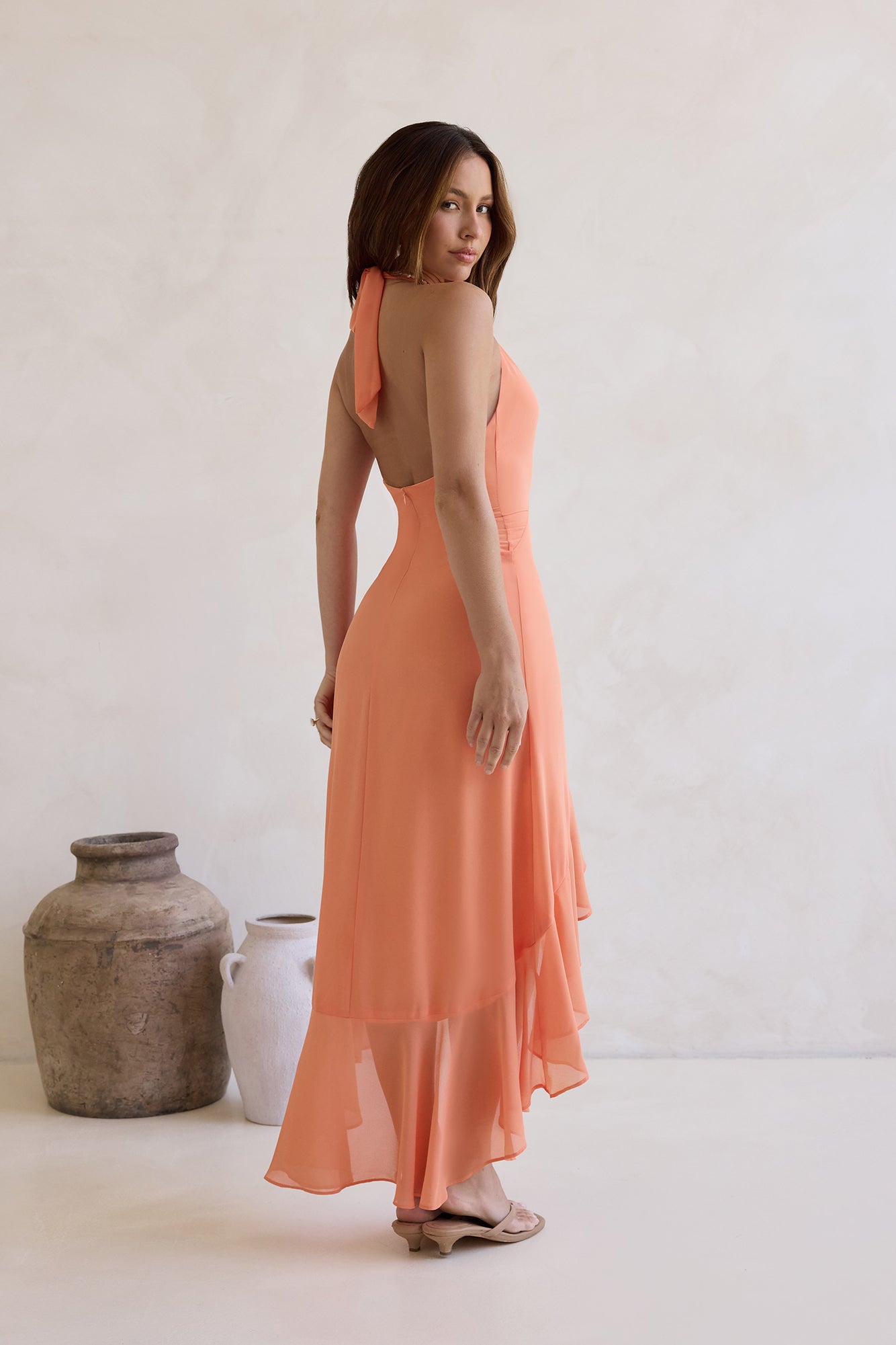 Closer Together Halter Maxi Dress Orange