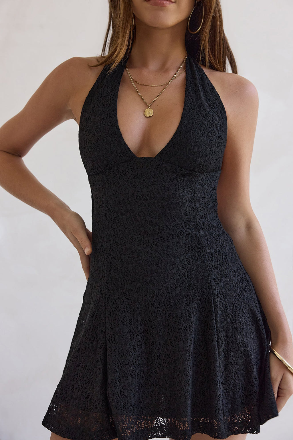 Dream Girl Hours Halter Mini Dress Black