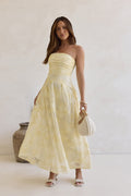 Cloud Kissed Paths Strapless Maxi Dress Yellow