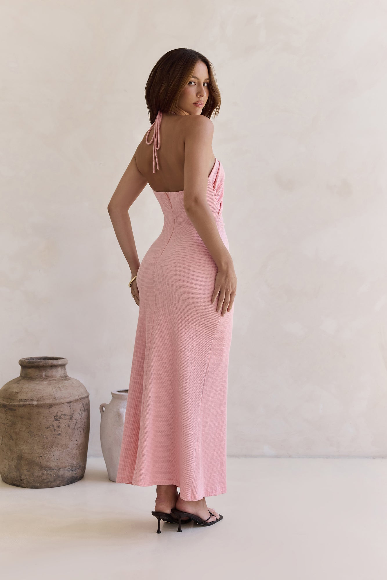Karmic Blessing Strapless Halter Maxi Dress Pink