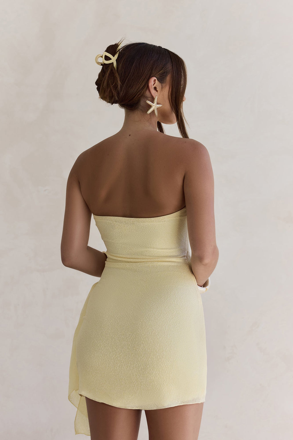 Catching Sunrays Strapless Mini Dress Yellow