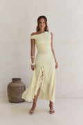 Whispered Secrets Mesh Long Sleeve Maxi Dress Yellow