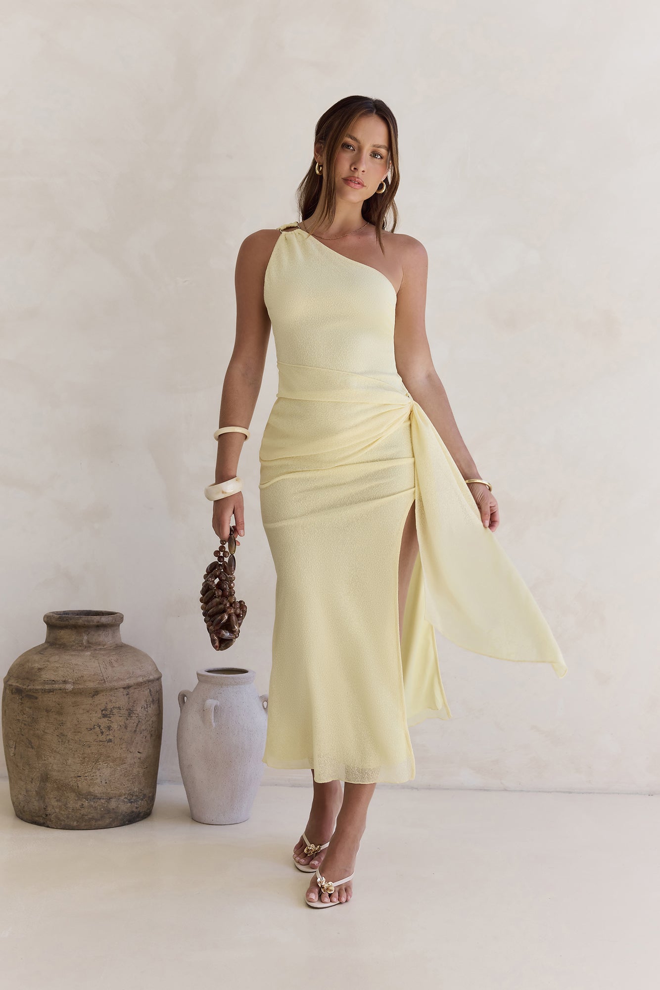 Slice Of Life One Shoulder Maxi Dress Yellow