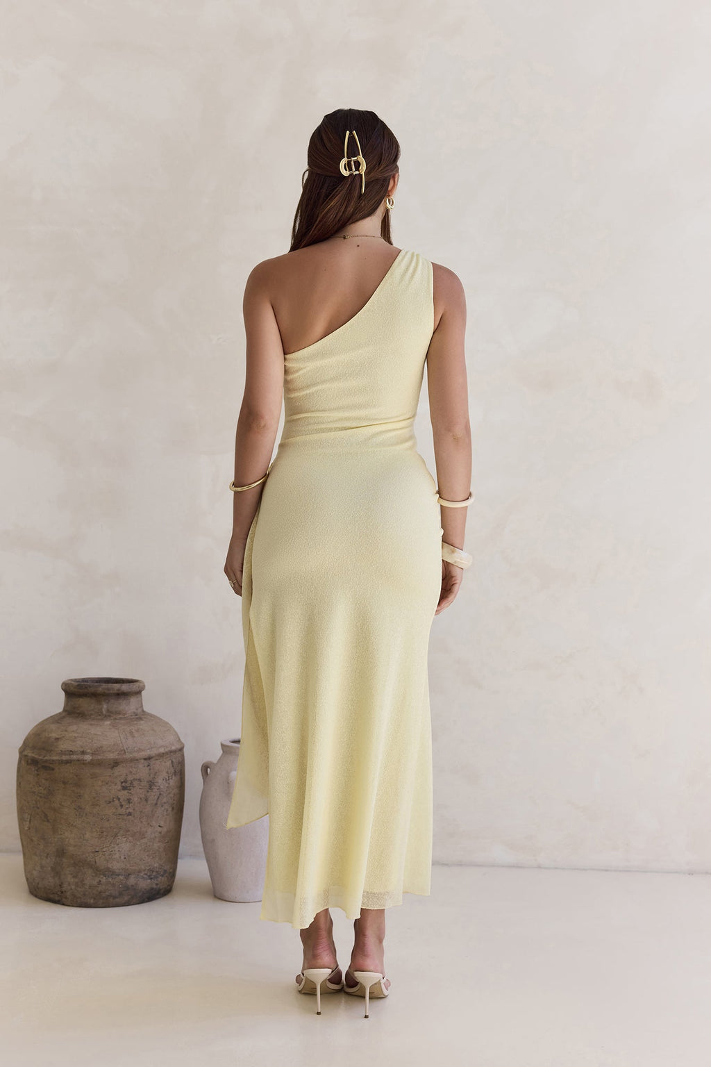 Slice Of Life One Shoulder Maxi Dress Yellow