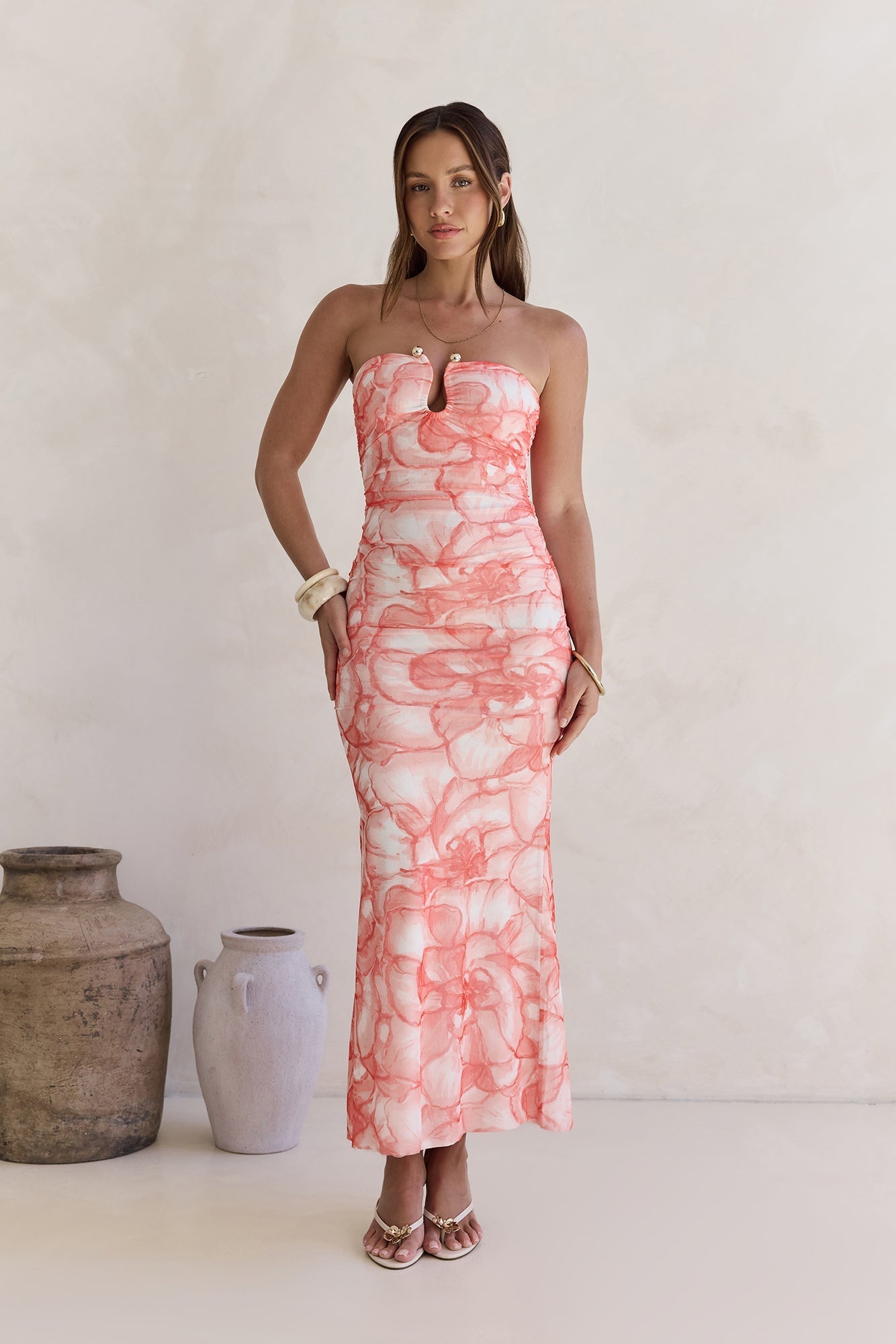 Dreaming Of Days Strapless Maxi Dress Orange