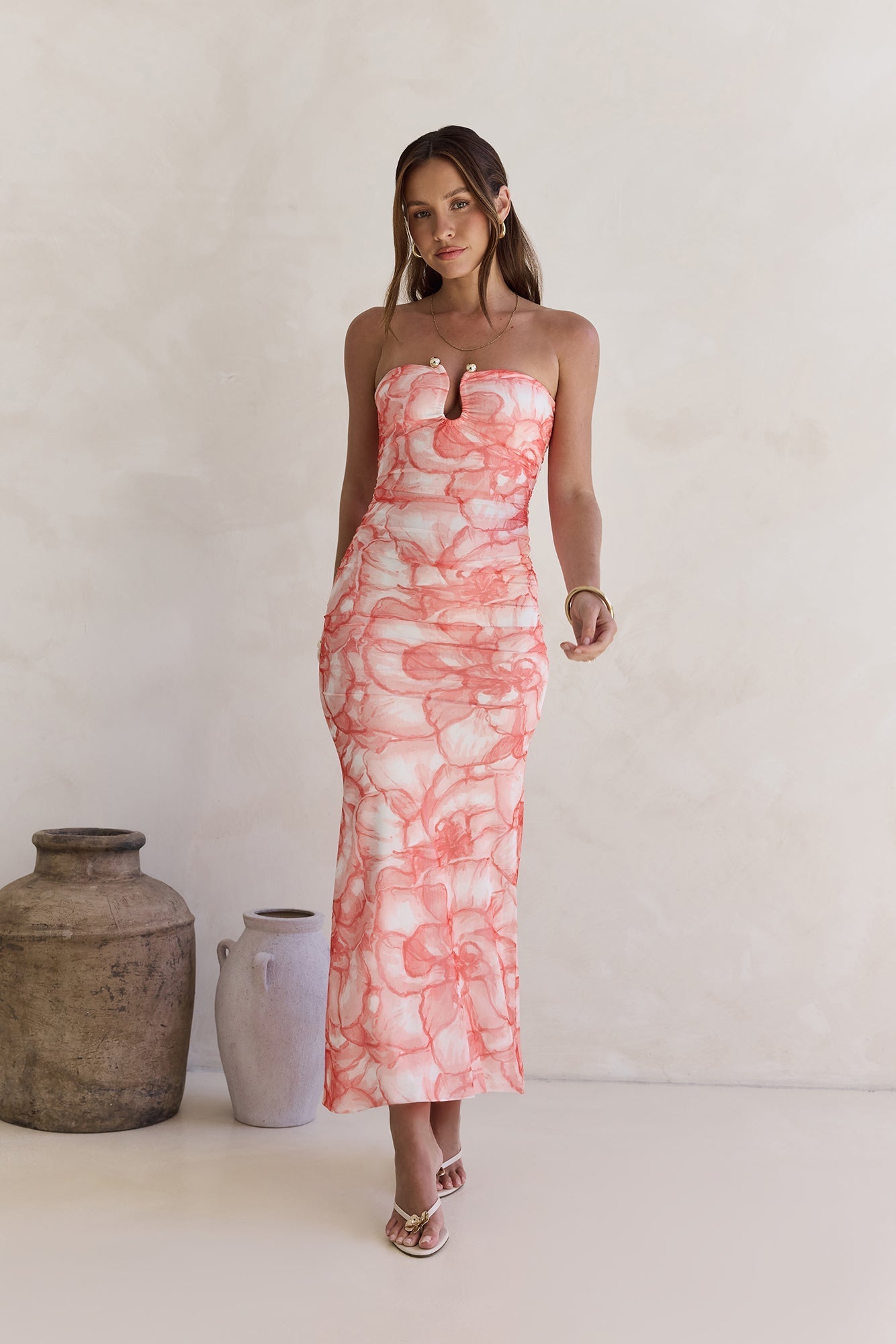 Dreaming Of Days Strapless Maxi Dress Orange