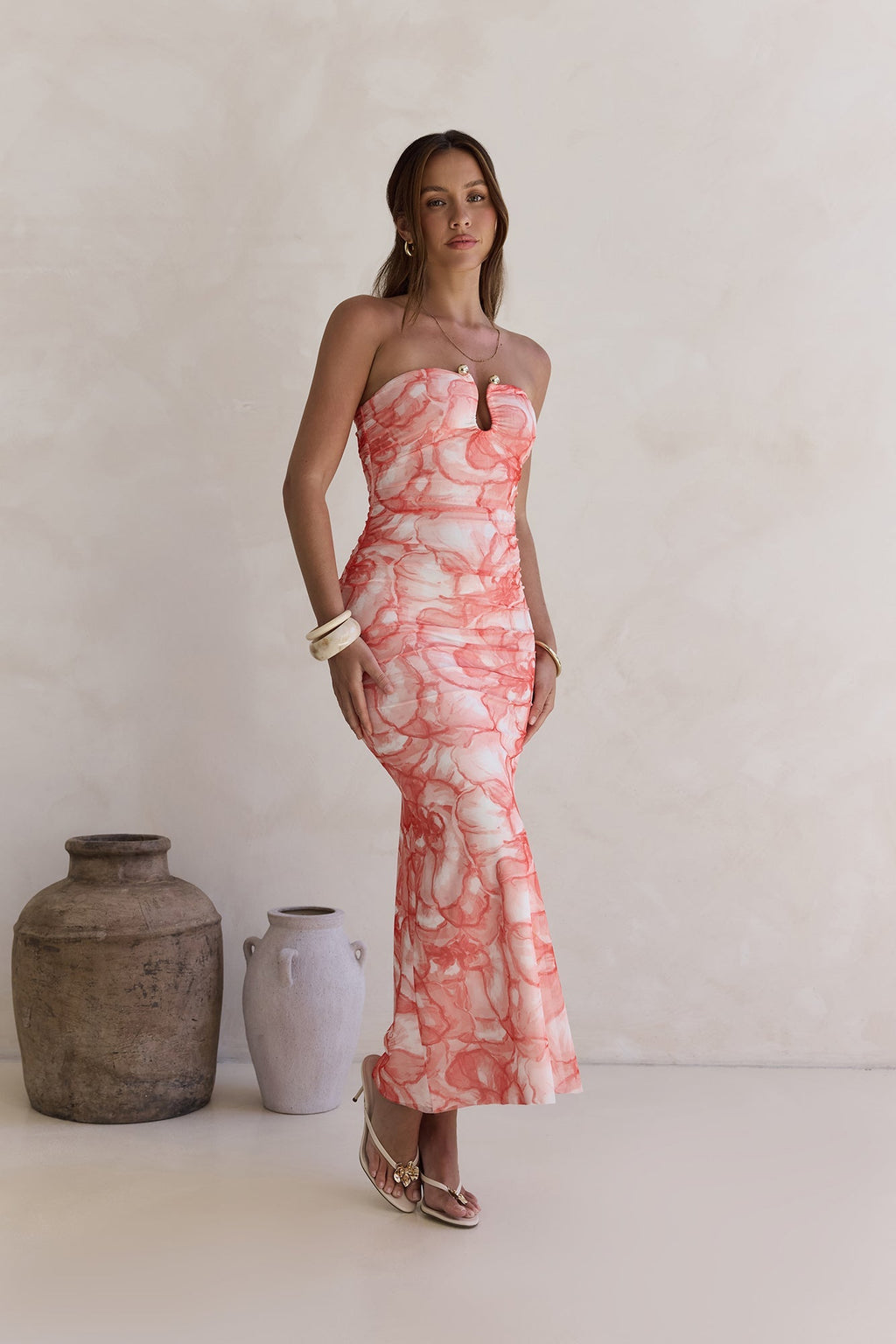 Dreaming Of Days Strapless Maxi Dress Orange