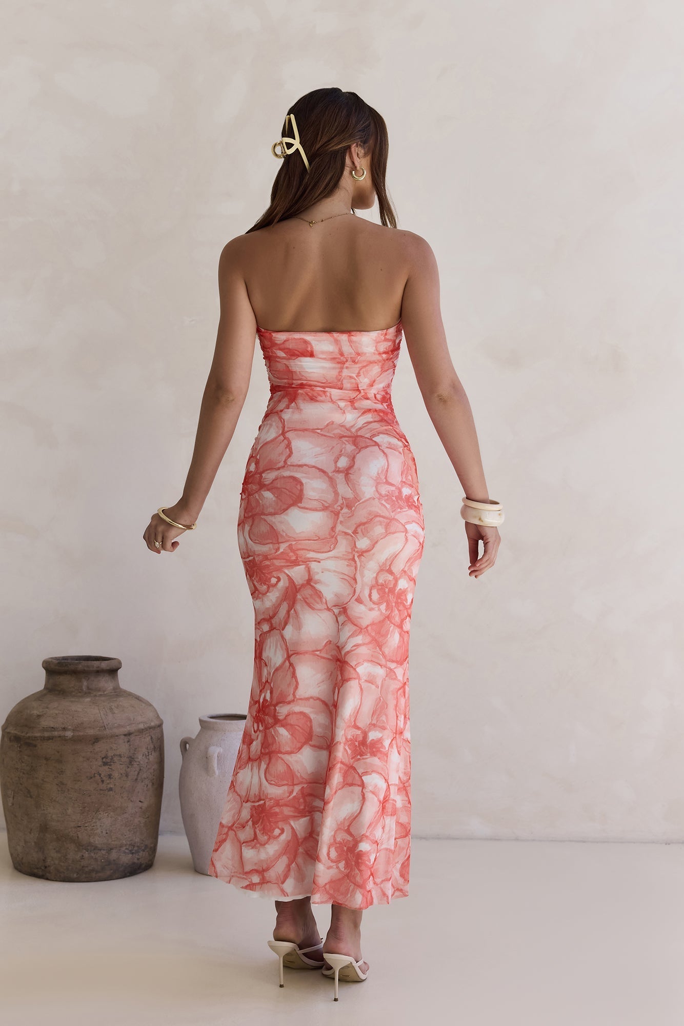 Dreaming Of Days Strapless Maxi Dress Orange