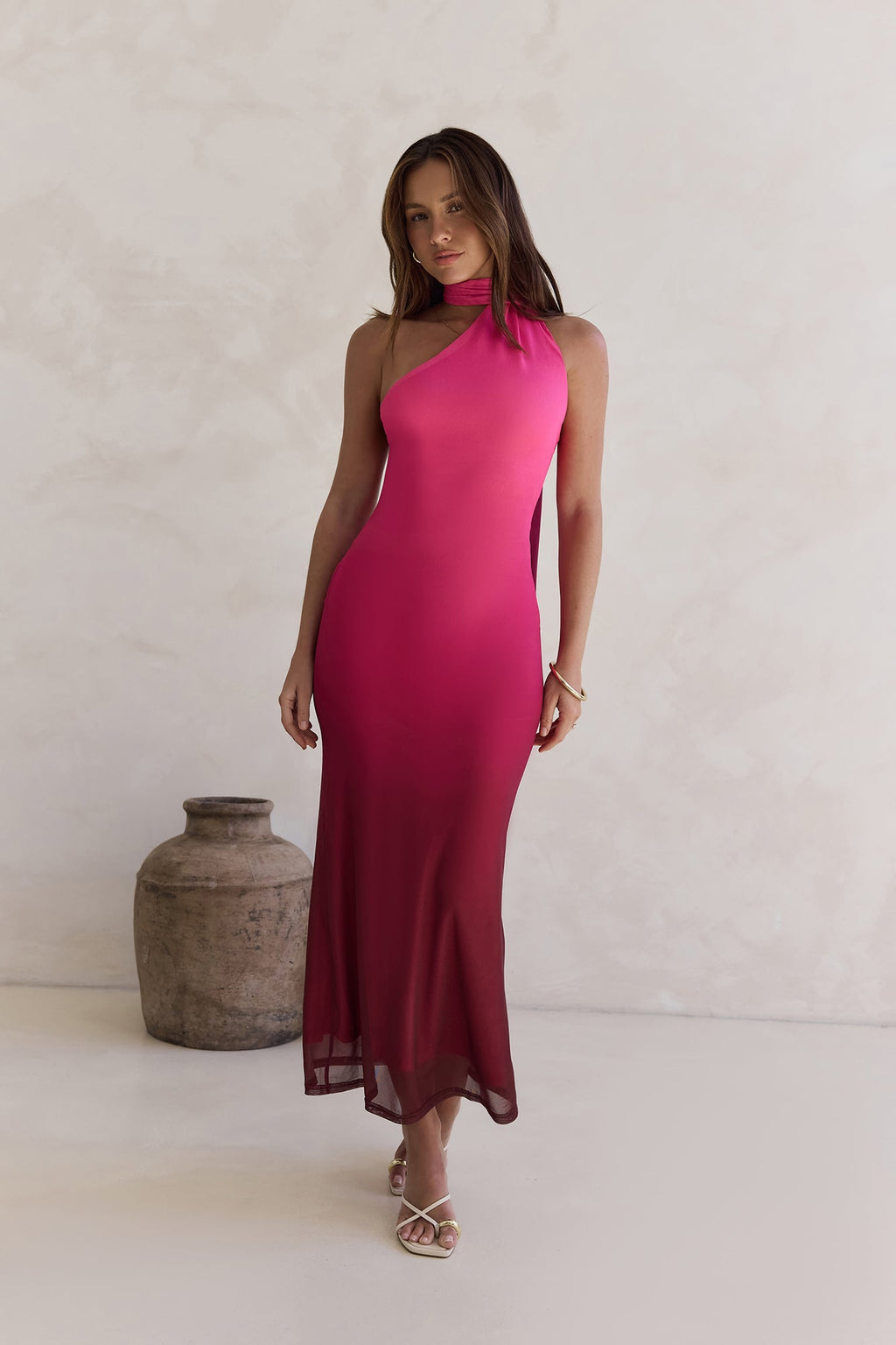 Unstoppable Moment Mesh Maxi Dress Plum