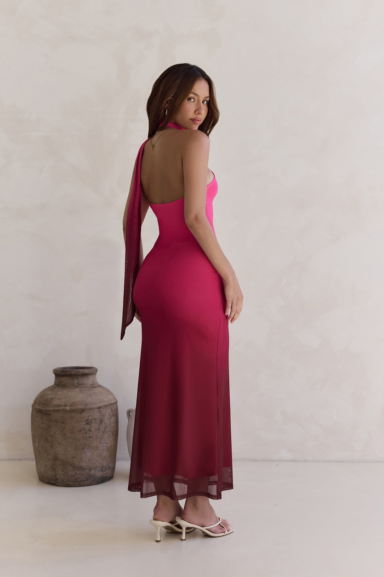 Unstoppable Moment Mesh Maxi Dress Plum