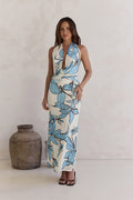 Light The Ocean Halter Maxi Dress Blue