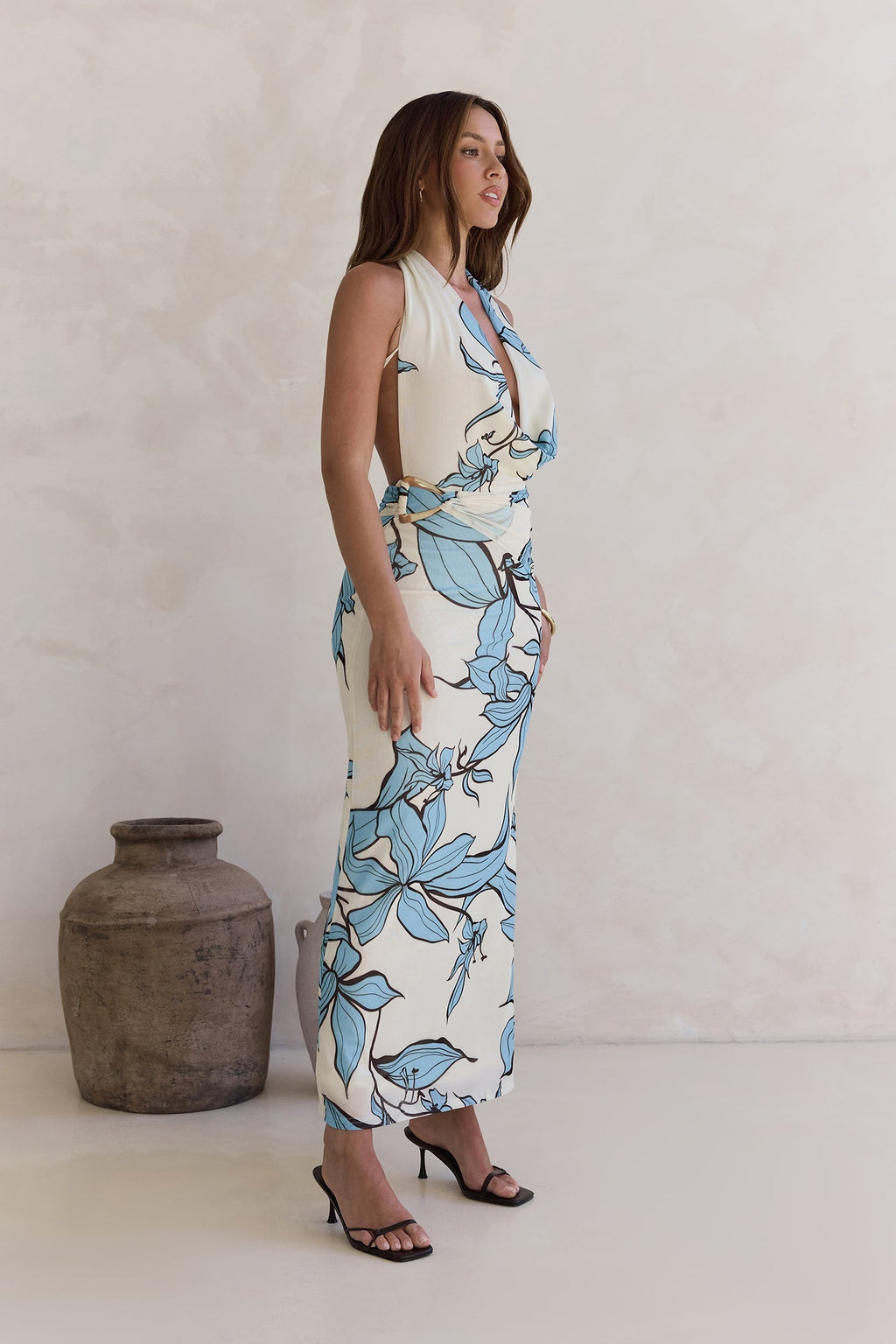 Light The Ocean Halter Maxi Dress Blue
