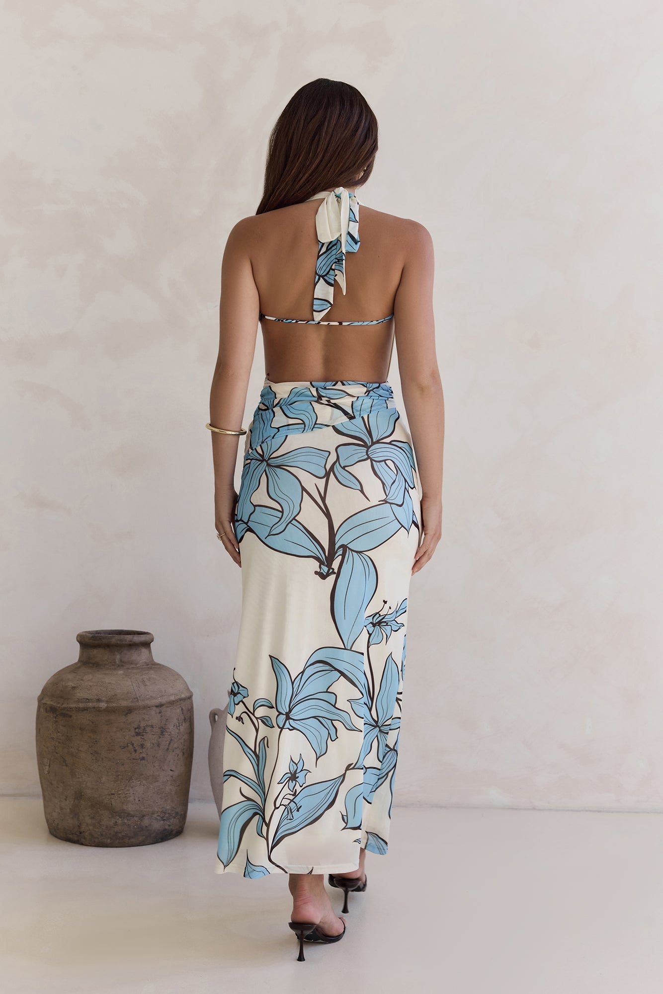 Light The Ocean Halter Maxi Dress Blue