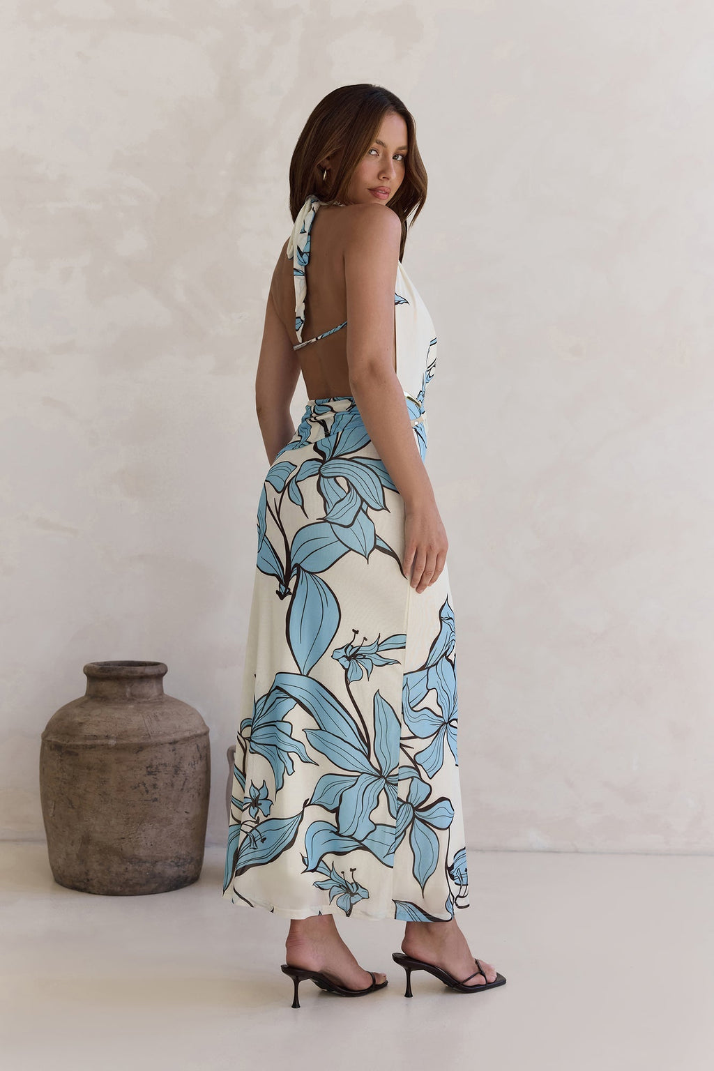 Light The Ocean Halter Maxi Dress Blue