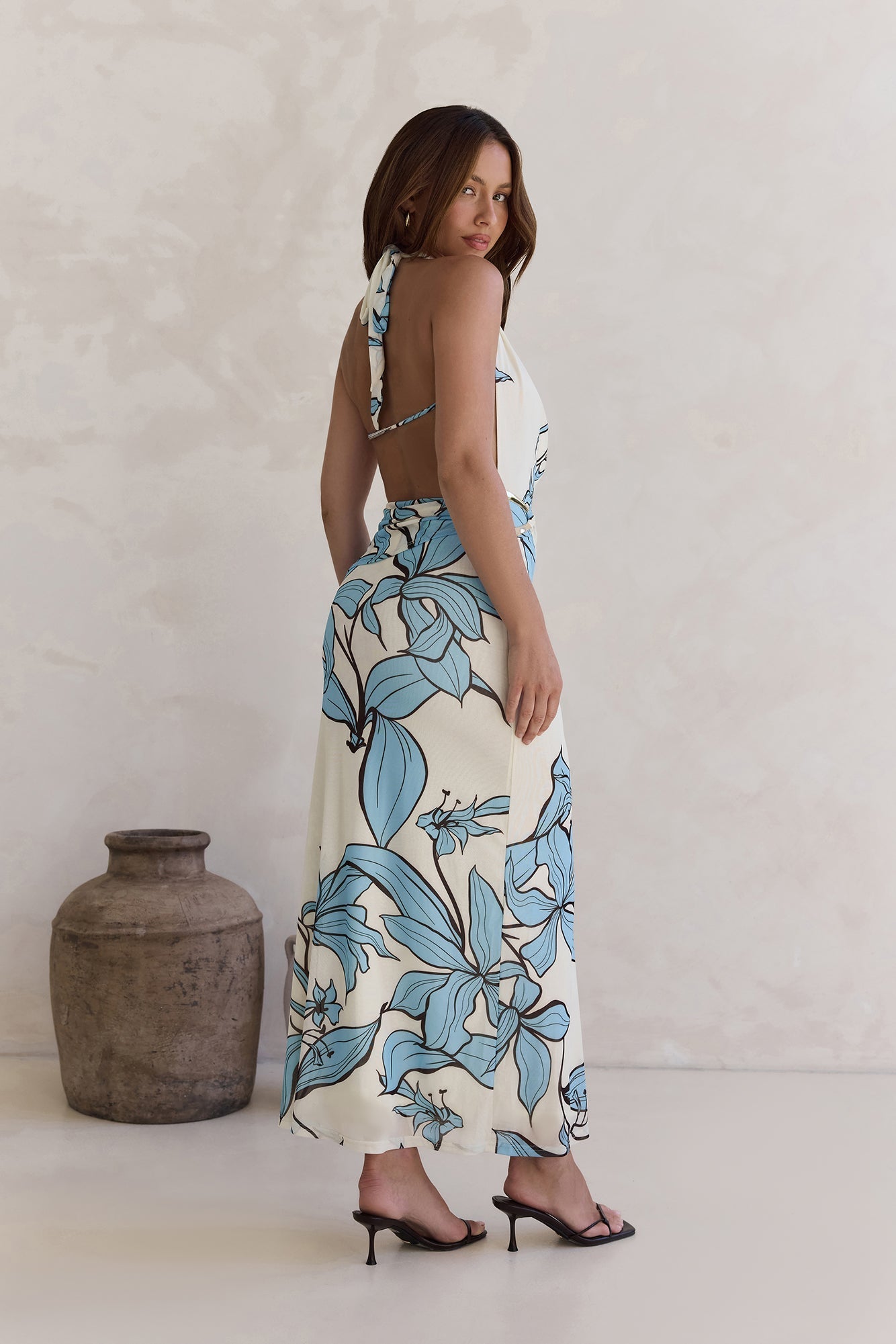 Light The Ocean Halter Maxi Dress Blue