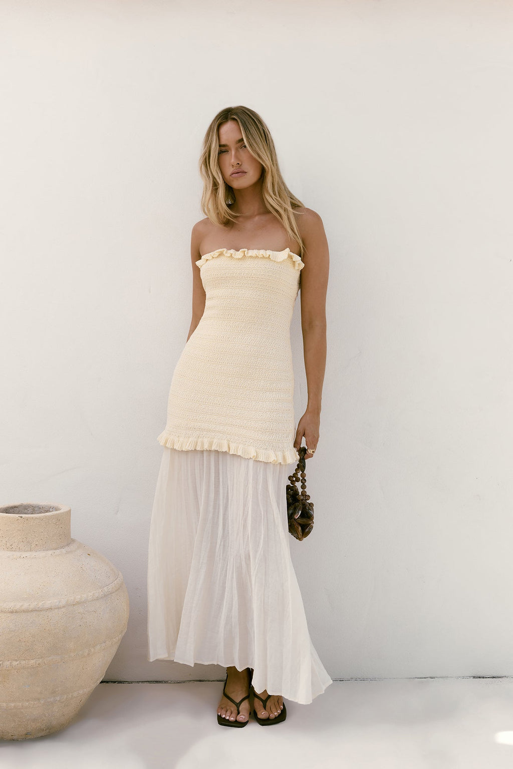 Dear Valentine Strapless Maxi Dress Cream
