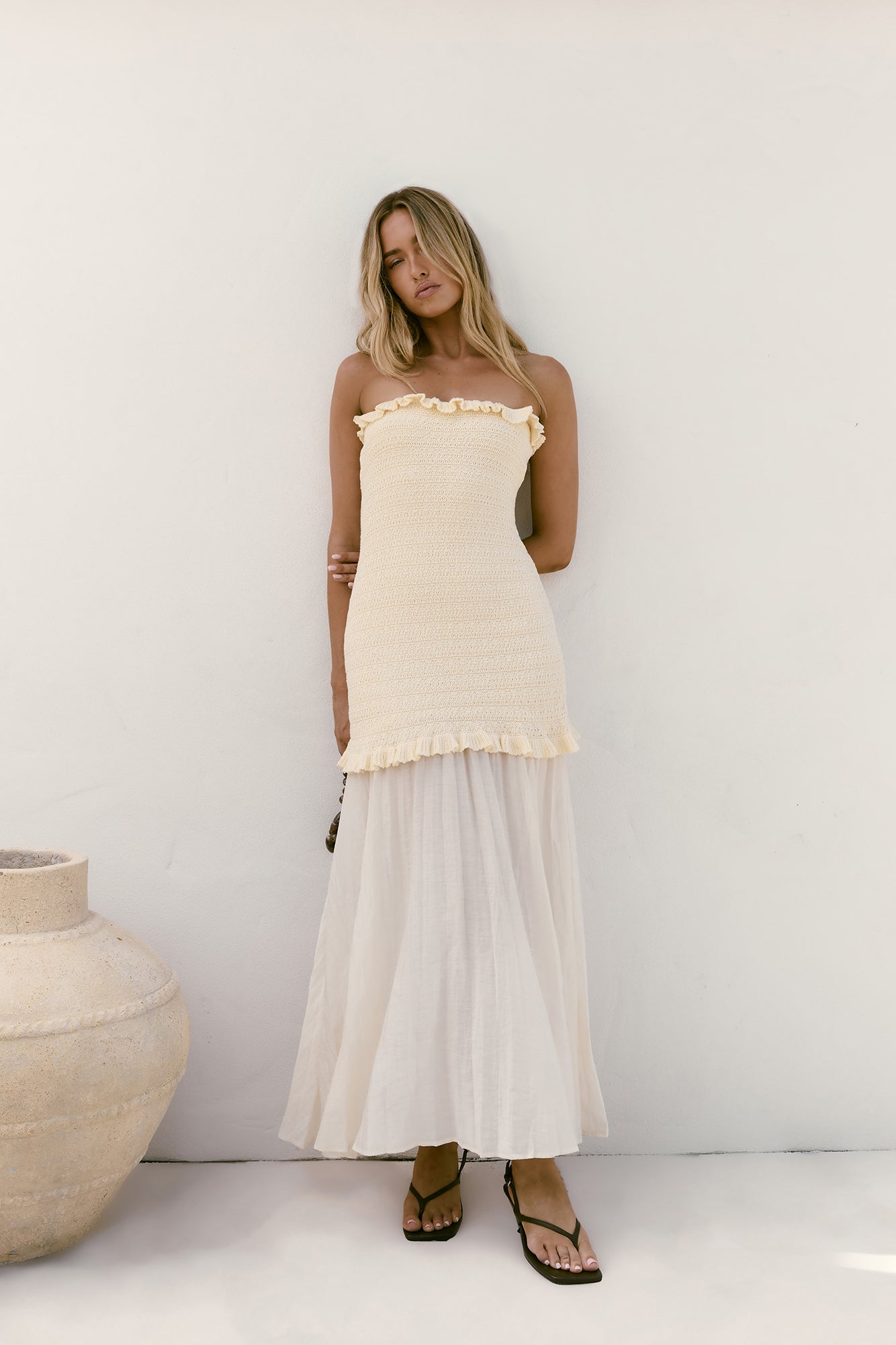 Dear Valentine Strapless Maxi Dress Cream
