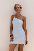 Floating On Air One Shoulder Mini Dress Blue