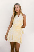 Coasting Along Halter Mini Dress Yellow