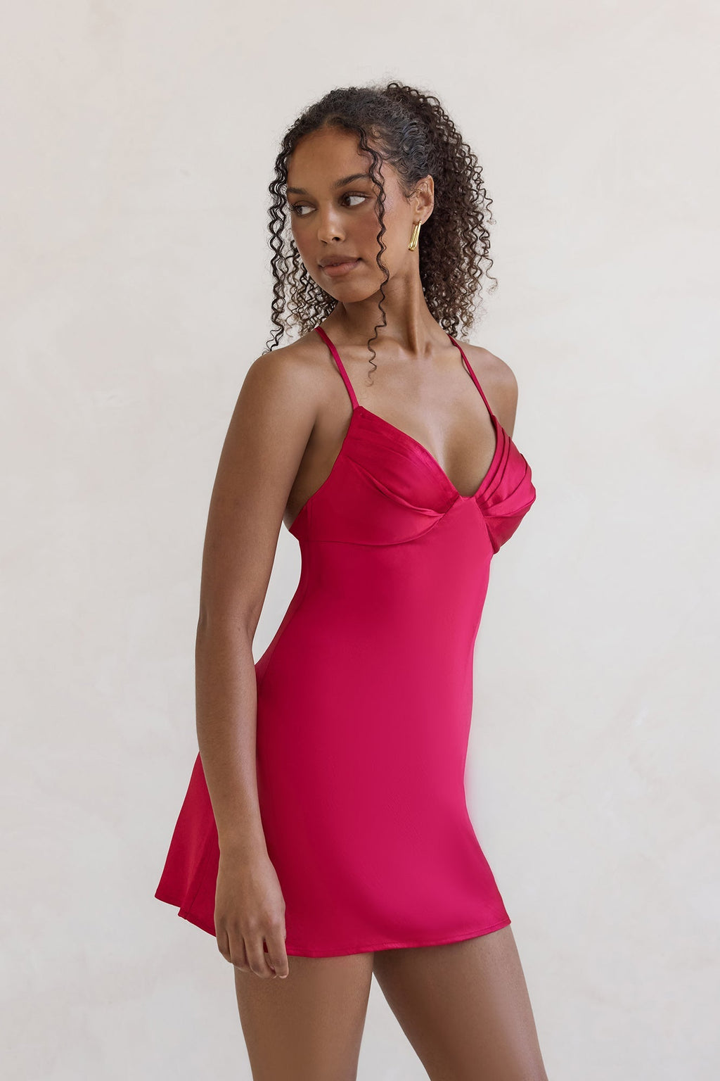 Skylines Satin Mini Dress Red