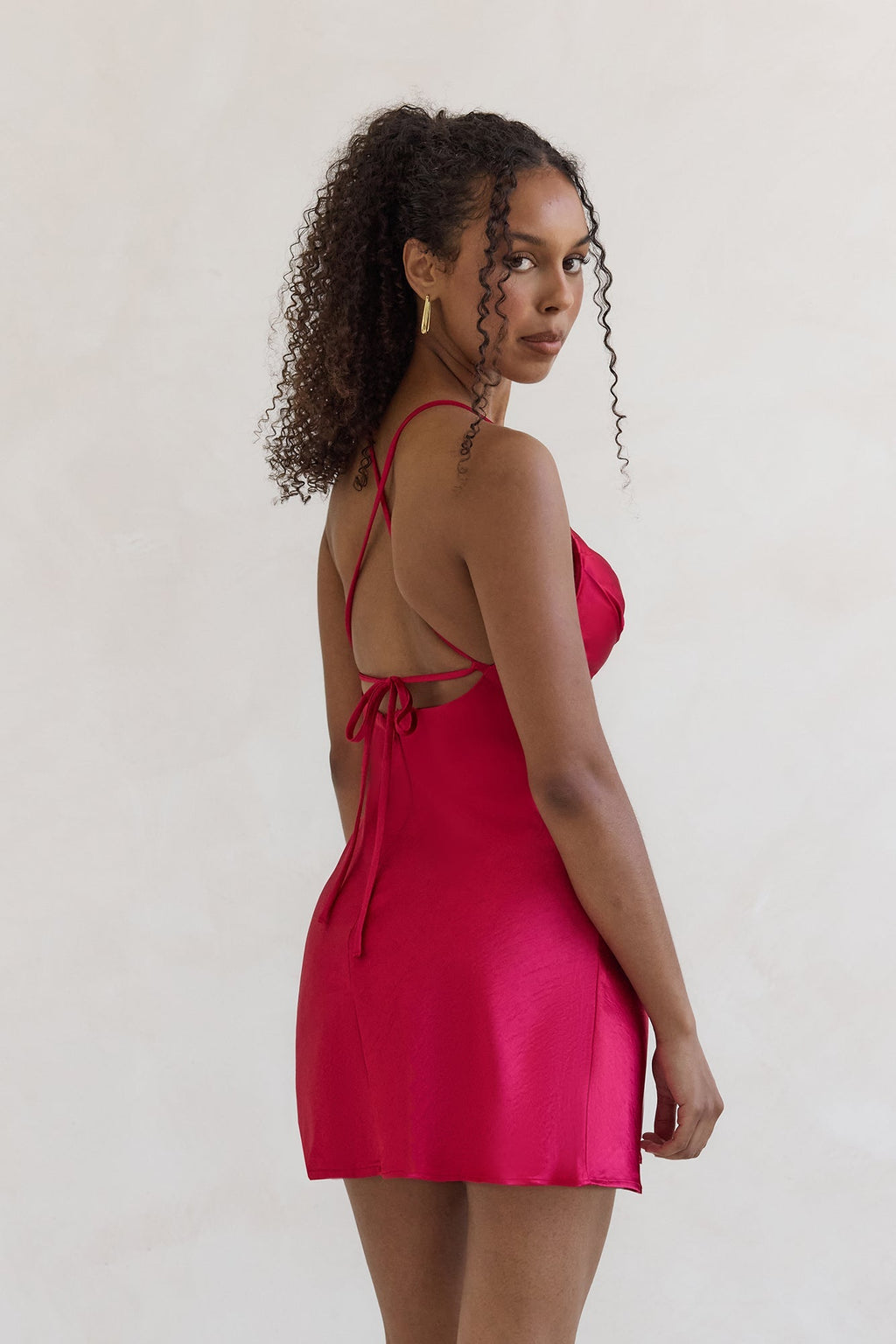 Skylines Satin Mini Dress Red