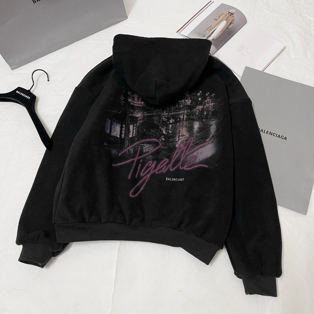 Balenciaga Men's And Women's Spring/Fall Fashion Casual Solid Color Hooded Zipper Classic Print Long Sleeve Jacket #78887