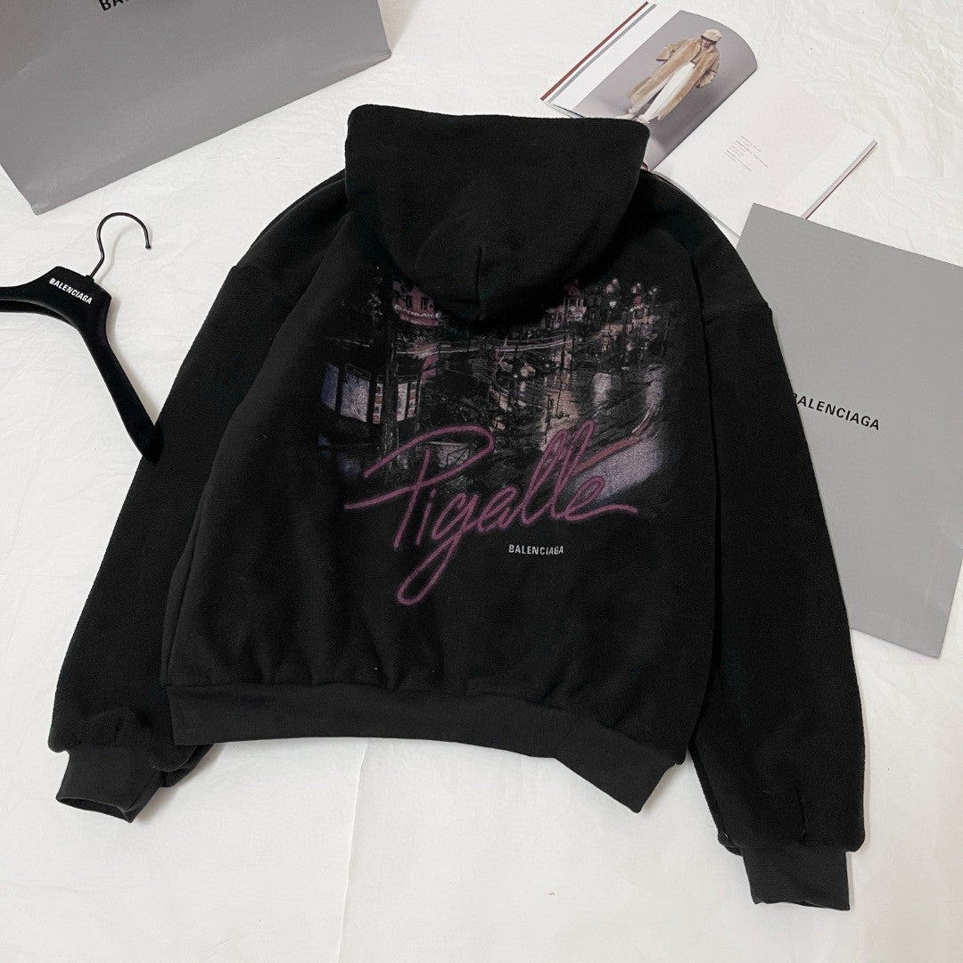 Balenciaga Men's And Women's Spring/Fall Fashion Casual Solid Color Hooded Zipper Classic Print Long Sleeve Jacket #78887