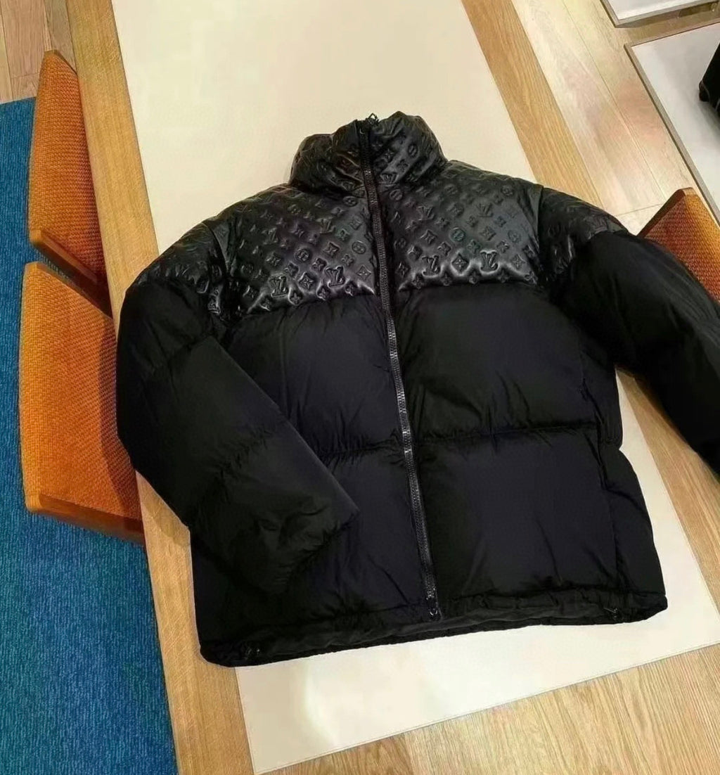 Louis Vuitton Patchwork Leather Puffer Down Jacket #96684